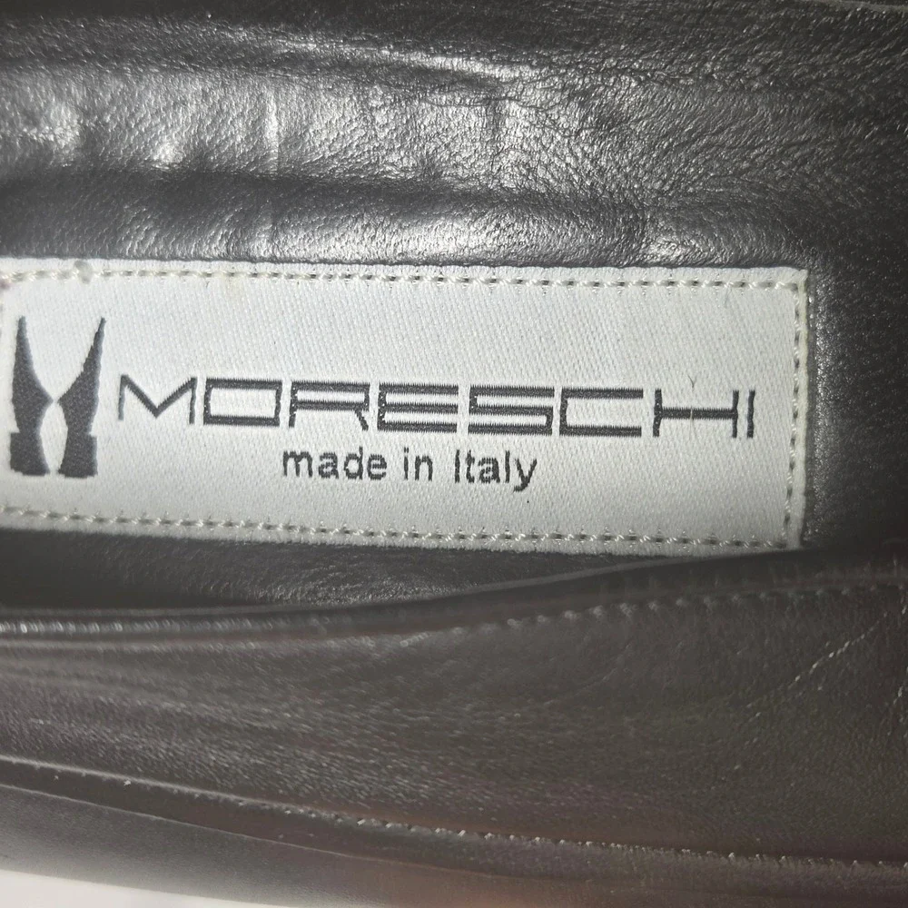 Moreschi M-10.5 Blk Ostrich Leg Leather Loafers Square Toe Made in Italy K 6284
